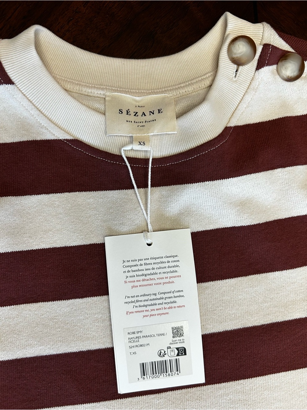 Sezane Emy Striped String and Earth Parasol Stripes Tee Midi Dress - Picture 3 of 4